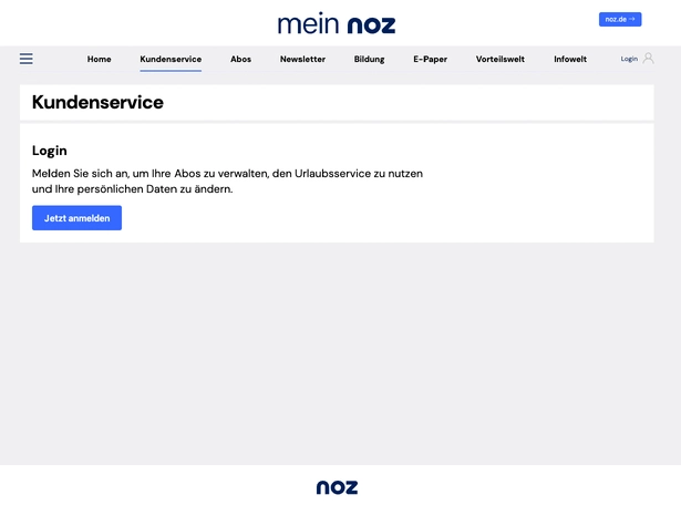 meine noz - Anmeldung