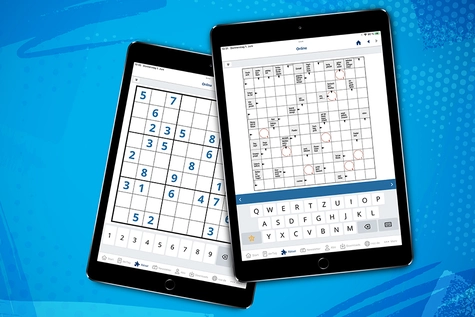 Tablet mit dem Rätsel-Bereich in der E-Paper App