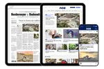 Abbildung der Produktbestandteile von noz premium: Smartphone, Tablet als Website und als E-Paper.